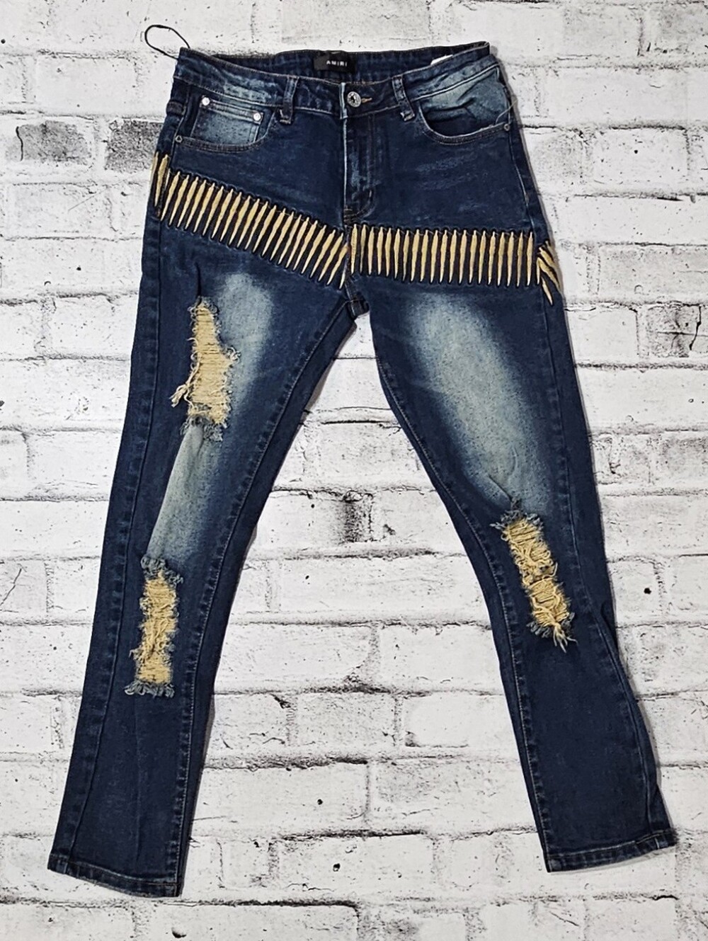 G Star Raw Distressed Skinny Jeans Mens 30 Blue Wash Streetwear Denim